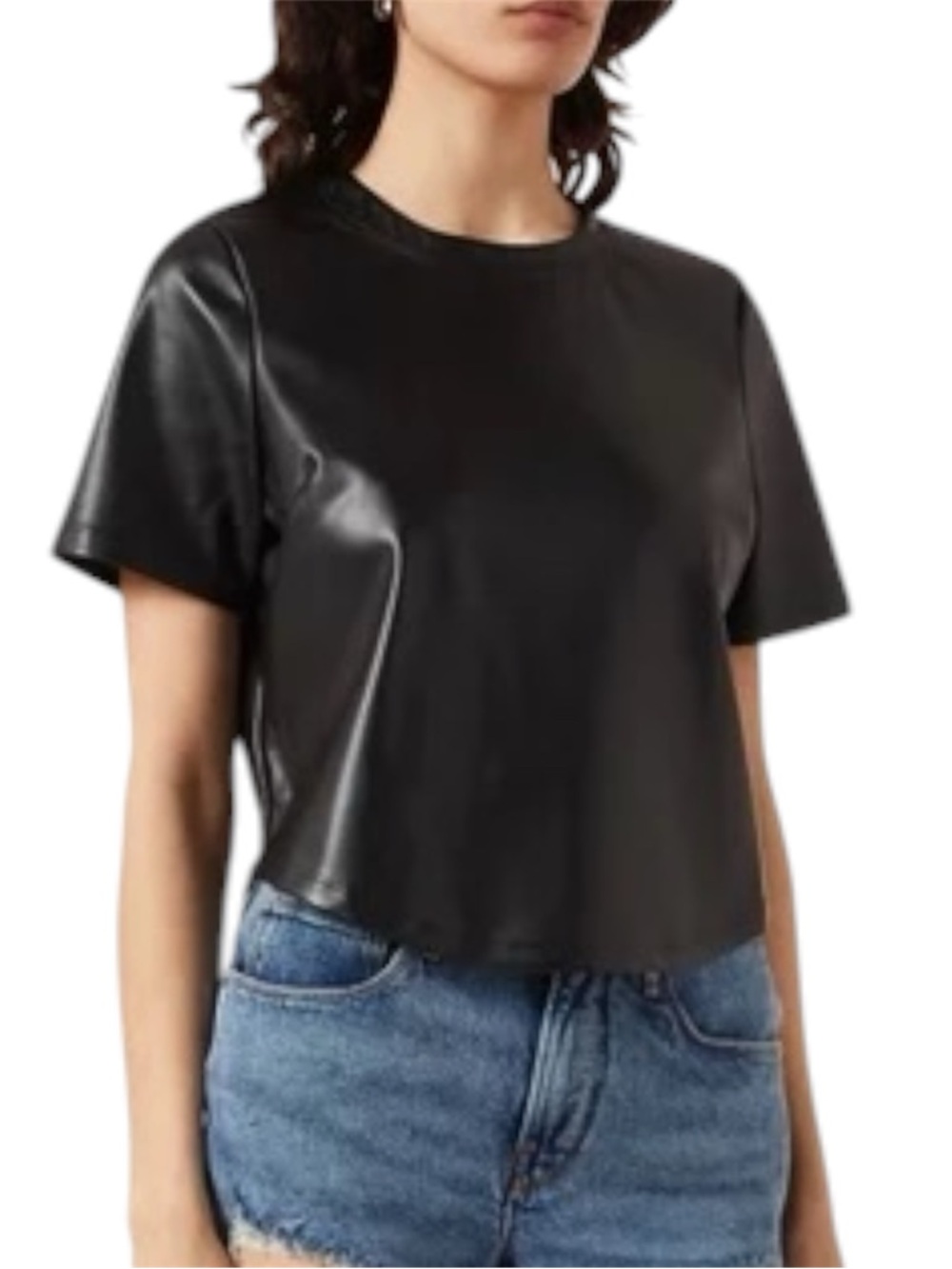 Good American Faux Leather Cropped Top – Black Size 5 (2XL / 18-20)